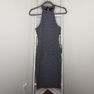 Privacy Please Revolve NWT Small black and white stripe keyhole bodycon dress